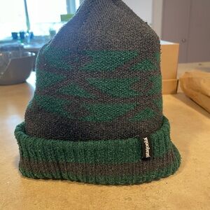 Patagonia Forest Green and Charcoal Beanie